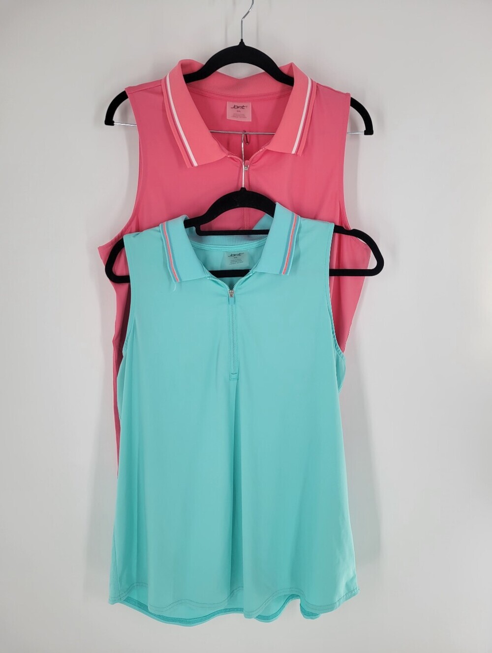 Jofit Sporty Sleeveless Polo Top - Pink & Aqua Set of 2 Size XXL